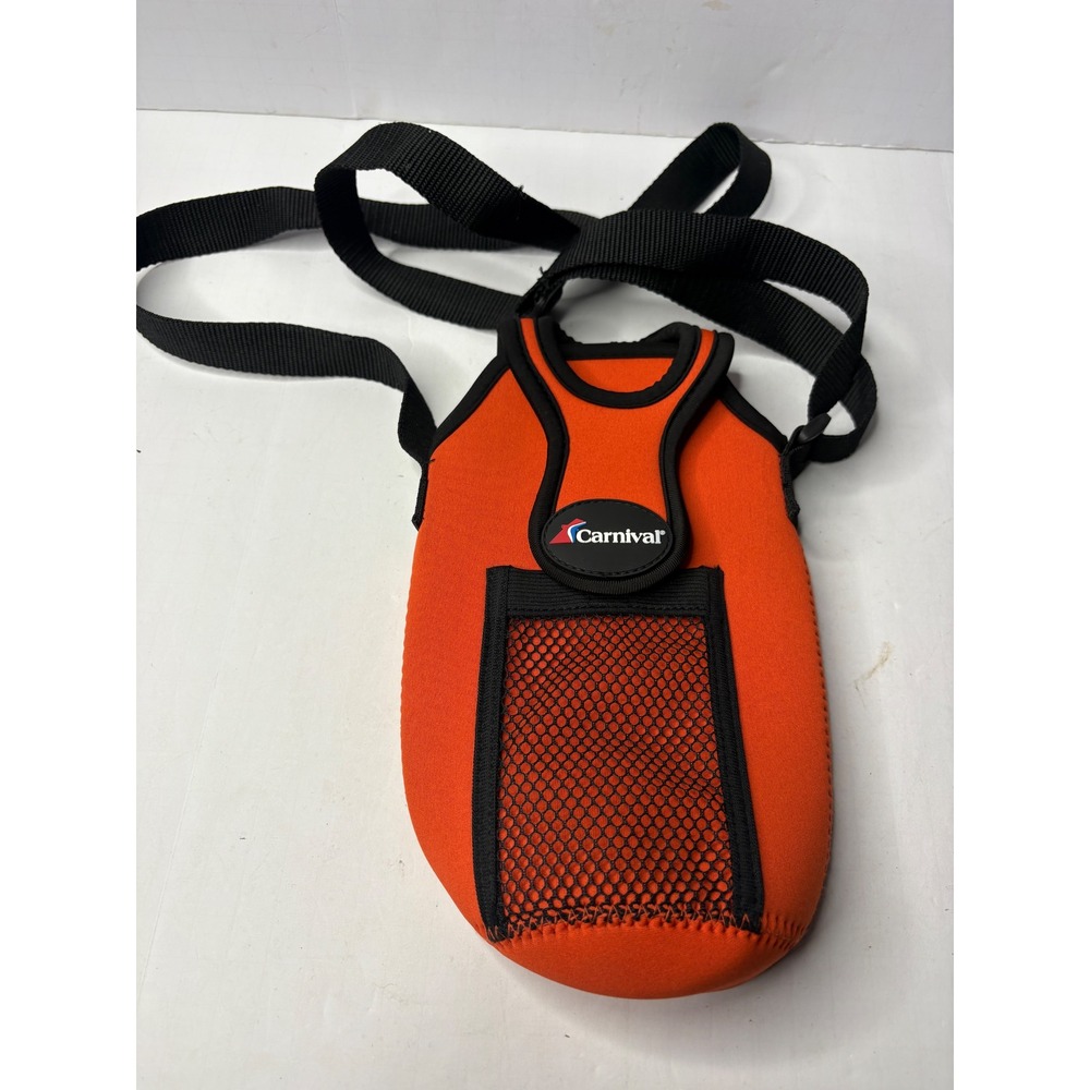 Carnival Cruise Line‎ Orange Neoprene Water Bottle Holder Crossbody Sling Bag